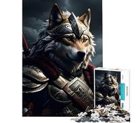 Adults 1000 Pieces Puzzle Wolf Warrior Armor Animal Relaxing Games Brain Intelligence Challenge Addictive Toys Birthday Gifts For Family Fun (Size 38x26cm)