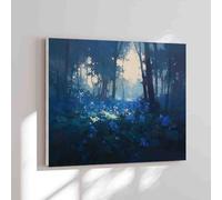 Adults 1000 Pieces Wooden Jigsaw Puzzle Beautiful Abstract Dark Bluebell Flowers Forest Holiday Fun and Modern Summer Home Decor