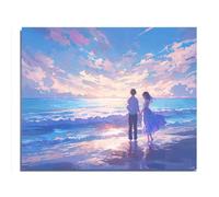 Adults 1000 Pieces Wooden Jigsaw Puzzle Moon Sea Blue Ocean Scenery Letters on The Back Suitable for Beginners to Adapt to Family Education Activities Without Pressure