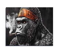 Adults 1000 Pieces Wooden Jigsaw Puzzle Smoking Gorilla for Players Who Like to Challenge The Difficult and Unlock More Complex Patterns in Hd