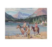 Adults 1000pcs(52x38cm) Jigsaw Puzzle Native Americans At Lake Puzzle for Adults Hands-on Game Perfect Decoration Parent-child Interaction 1000pcs(52x38cm)