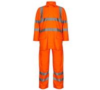 Adults 2 Piece Waterproof Suit Mens Hi Vis Protective Rainsuit Unisex Rain Wear Water Resistance Jacket and Trousers Set (Hi Vis Orange Rainsuit 4X-Large)