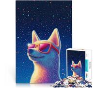 Adults 2000 Pieces Puzzle Dog in Sunglasses Against Stars Made of cardboard,Suitable for ages 14 and up Toy Intellectual Game Great gift for gaming。size:70x100cm/27.5x39.3inch