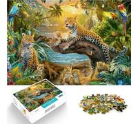 Adults 2000 Pieces Puzzle Leopard family in the jungle Made of cardboard，for ages 14 and over Toys for family entertainment Great gifts and toys 。size：70x100cm/27.5x39.3inch