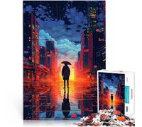 Adults 2000 Pieces Puzzle Rain City Pixel 16bit Art pädagogische Herausforderung Heimdekoration Spielzeug70x100cm
