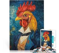 Adults 2000 Pieces Puzzle Rooster Portrait in Blue Made of cardboard for age 14 years and over Brain Teaser game Games Toys Gift。size:70x100cm/27.5x39.3inch