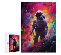 Adults 300 PCS Jigsaw Puzzle Astronaut in Cosmic Swirl Adult Jigsaw Puzzle Brain Teaser Game Enhance Memory Birthday And Unique Gifts 300 PCS