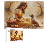 Adults 300 PCS Jigsaw Puzzle Autumn Serenity with Apple Basket Adult Jigsaw Puzzle Brain Teaser Game Enhance Memory Birthday And Unique Gifts 300 PCS