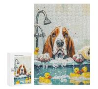 Adults 300 PCS Jigsaw Puzzle Basset Hound Dog Jigsaw for Adults Brain Teaser Game Wall Decoration for Is Ideal As A Gift 300 PCS