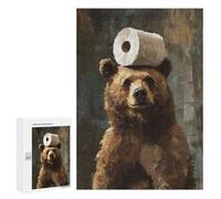 Adults 300 PCS Jigsaw Puzzle Bear with Toilet Paper Jigsaw Puzzle Brain Teaser Game But Fun And Humorous for Is Ideal As A Gift 300 PCS