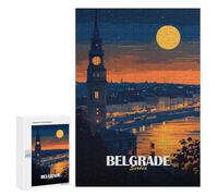 Adults 300 PCS Jigsaw Puzzle Belgrade, Serbia at Night Jigsaw for Adults Brain Teaser Game Wall Decoration for Is Ideal As A Gift 300 PCS