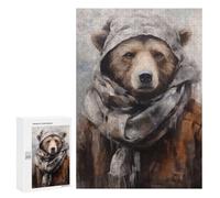Adults 300 PCS Jigsaw Puzzle Brown Bear Enduring Winter Jigsaw for Adults Brain Teaser Game Wall Decoration for Is Ideal As A Gift 300 PCS