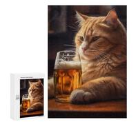 Adults 300 PCS Jigsaw Puzzle Cat Beer Pub Pint Adult Jigsaw Puzzle Family Game Precision Cutting Birthday And Unique Gifts 300 PCS