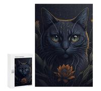 Adults 300 PCS Jigsaw Puzzle Cat Flower Green Eye Adult Jigsaw Puzzle Family Game Precision Cutting Birthday And Unique Gifts 300 PCS