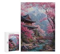 Adults 300 PCS Jigsaw Puzzle Cherry Blossom Zen Garden Jigsaws for Adults Puzzle Precision Cutting Difficult And Challenge Toy Intellectual Game 300 PCS