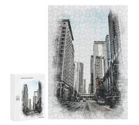 Adults 300 PCS Jigsaw Puzzle Chicago Street Jigsaw Puzzle Brain Teaser Game But Fun And Humorous for Is Ideal As A Gift 300 PCS