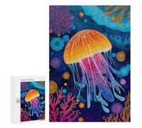 Adults 300 PCS Jigsaw Puzzle Colorful Jellyfish Art Print Jigsaws for Adults Puzzle Precision Cutting Difficult And Challenge Toy Intellectual Game 300 PCS