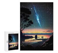 Adults 300 PCS Jigsaw Puzzle Couple Watching Meteor Shower Jigsaw Puzzle Brain Teaser Game But Fun And Humorous for Is Ideal As A Gift 300 PCS