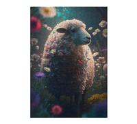 Adults 300 PCS Jigsaw Puzzle Cute Floral Sheep Jigsaw for Adults Relaxing Games Pattern Assembly Unique Gifts for Birthday And Christmas 300 PCS