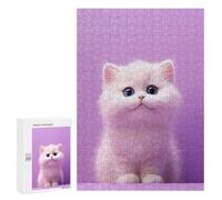 Adults 300 PCS Jigsaw Puzzle Cute White Kitten Jigsaw Puzzle Brain Teaser Game But Fun And Humorous for Is Ideal As A Gift 300 PCS