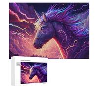 Adults 300 PCS Jigsaw Puzzle Electric Rainbow Unicorn Art Print Jigsaw for Adults Brain Teaser Game Precision Cutting Unique Gifts for Birthday And Christmas 300 PCS