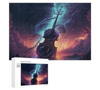 Adults 300 PCS Jigsaw Puzzle Electric Violin in Stormy Sky Jigsaw for Adults Brain Teaser Game Precision Cutting Unique Gifts for Birthday And Christmas 300 PCS