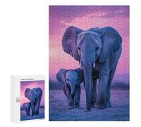 Adults 300 PCS Jigsaw Puzzle Elephant Family at Sunset Jigsaw for Adults Brain Teaser Game Precision Cutting Unique Gifts for Birthday And Christmas 300 PCS