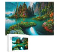 Adults 300 PCS Jigsaw Puzzle Enchanted Lagoon with Colorful Islands Adult Jigsaw Puzzle Brain Teaser Game Enhance Memory Birthday And Unique Gifts 300 PCS
