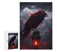 Adults 300 PCS Jigsaw Puzzle Fiery Raven on A Lamp Jigsaw for Adults Brain Teaser Game Wall Decoration for Is Ideal As A Gift 300 PCS