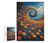 Adults 300 PCS Jigsaw Puzzle Floral Fantasy Vibrant Garden Spiral Jigsaws for Adults Puzzle Precision Cutting Difficult And Challenge Toy Intellectual Game 300 PCS