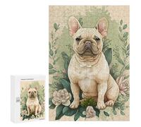 Adults 300 PCS Jigsaw Puzzle French Bulldog Floral Jigsaw for Adults Brain Teaser Game Precision Cutting Unique Gifts for Birthday And Christmas 300 PCS