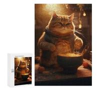 Adults 300 PCS Jigsaw Puzzle Funny Cat Ramen Bowl Food Jigsaw Puzzle Brain Teaser Game But Fun And Humorous for Is Ideal As A Gift 300 PCS