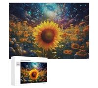 Adults 300 PCS Jigsaw Puzzle Galactic Sunflower Field Adult Jigsaw Puzzle Brain Teaser Game Enhance Memory Birthday And Unique Gifts 300 PCS