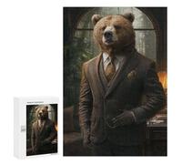 Adults 300 PCS Jigsaw Puzzle Gentleman Grizzly Jigsaw Puzzle Brain Teaser Game But Fun And Humorous for Is Ideal As A Gift 300 PCS