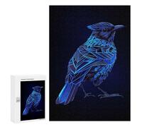 Adults 300 PCS Jigsaw Puzzle Geometric Blue Jay Bird Jigsaws for Adults Family Game Hand Speed Race Unique Gifts for Birthday And Christmas 300 PCS