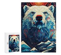 Adults 300 PCS Jigsaw Puzzle Geometric Polar Bear Majesty Adult Jigsaw Puzzle Brain Teaser Game Enhance Memory Birthday And Unique Gifts 300 PCS