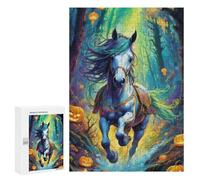 Adults 300 PCS Jigsaw Puzzle Halloween Forest Horse Adult Jigsaw Puzzle Brain Teaser Game Enhance Memory Birthday And Unique Gifts 300 PCS
