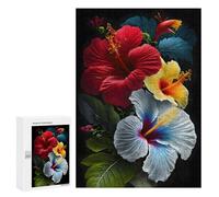 Adults 300 PCS Jigsaw Puzzle Hibiscus Flower Painting Jigsaw Puzzle Brain Teaser Game But Fun And Humorous for Is Ideal As A Gift 300 PCS