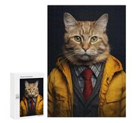 Adults 300 PCS Jigsaw Puzzle Hipster Dressed Cat Jigsaw for Adults Brain Teaser Game Wall Decoration for Is Ideal As A Gift 300 PCS