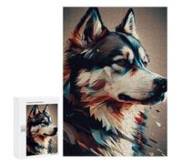 Adults 300 PCS Jigsaw Puzzle Husky Abstract Dog Jigsaw for Adults Brain Teaser Game Precision Cutting Unique Gifts for Birthday And Christmas 300 PCS