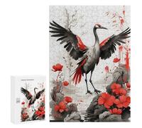 Adults 300 PCS Jigsaw Puzzle Japanese Ink Crane Bird Jigsaw Puzzle Brain Teaser Game But Fun And Humorous for Is Ideal As A Gift 300 PCS
