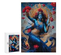 Adults 300 PCS Jigsaw Puzzle Kali, Hindu Goddess in Blue Jigsaw for Adults Brain Teaser Game Wall Decoration for Is Ideal As A Gift 300 PCS