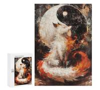 Adults 300 PCS Jigsaw Puzzle Kitsune And Yin Yang Jigsaw Puzzle Brain Teaser Game But Fun And Humorous for Is Ideal As A Gift 300 PCS
