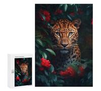 Adults 300 PCS Jigsaw Puzzle Leopard Green Jungle Roses Jigsaw for Adults Brain Teaser Game Precision Cutting Unique Gifts for Birthday And Christmas 300 PCS