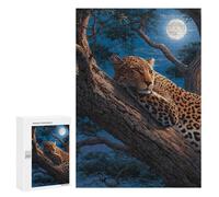 Adults 300 PCS Jigsaw Puzzle Leopard Moonlit Tree Rest Jigsaws for Adults Puzzle Precision Cutting Difficult And Challenge Toy Intellectual Game 300 PCS