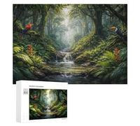 Adults 300 PCS Jigsaw Puzzle Lush Tropical Rainforest with Birds Jigsaw for Adults Brain Teaser Game Precision Cutting Unique Gifts for Birthday And Christmas 300 PCS