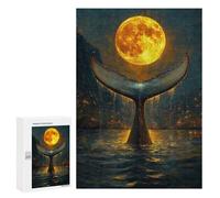 Adults 300 PCS Jigsaw Puzzle Moonlit Whale Rise Jigsaw for Adults Brain Teaser Game Wall Decoration for Is Ideal As A Gift 300 PCS