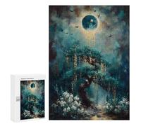 Adults 300 PCS Jigsaw Puzzle Mystical Tree Under A Glowing Moon Jigsaw for Adults Brain Teaser Game Wall Decoration for Is Ideal As A Gift 300 PCS