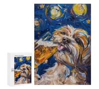 Adults 300 PCS Jigsaw Puzzle Painted Pooch in Starry Night Jigsaws for Adults Puzzle Precision Cutting Difficult And Challenge Toy Intellectual Game 300 PCS