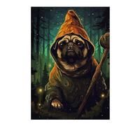 Adults 300 PCS Jigsaw Puzzle Retro Pixel Art Pug Wizard Jigsaw for Adults Relaxing Games Pattern Assembly Unique Gifts for Birthday And Christmas 300 PCS